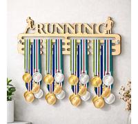 Blitz Craft Running Medal Hanger Display Rack Runner Silhouette Design - Heavy Duty 9mm Thick Wooden Medal Holder for Wall - Marathon & Sprinting Gifts for Boys & Girls - 210 x 297 mm