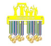 Blitz Craft Running Medal Holder Display Rack - I Crossed The Line Celebration Design - Heavy Duty 5mm Thick Acrylic Medal Hanger for Wall - Marathon Gifts for Runners & Athletes - Yellow