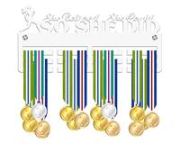 Blitz Craft Running Medal Holder Display Rack - She Believed She Could So She Did Text Design - Heavy Duty 5mm Acrylic Medal Hanger for Wall - Motivational Gifts for Female Runners - White