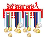 Blitz Craft "She Believed She Could Medal Holder Display Rack - Inspirational Quote Design - 5mm Thick Acrylic Medal Holder for Wall - Gifts for Women Running, Marathon & Couch to 5K - Red