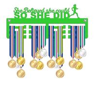 Blitz Craft "She Believed She Could Medal Holder Display Rack - Inspirational Quote Design - 5mm Thick Acrylic Medal Holder for Wall - Gifts for Women Running, Marathon & Couch to 5K - Green