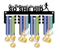 Blitz Craft "She Believed She Could Medal Holder Display Rack - Inspirational Quote Design - 5mm Thick Acrylic Medal Holder for Wall - Gifts for Women Running, Marathon & Couch to 5K - Black