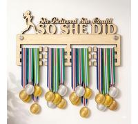 Blitz Craft She Believed She Could So She Did Medal Hanger Display Rack Heavy Duty 9mm Thick Wooden Medal Holder for Wall - Motivational Running & Sports Gifts for Women & Girls - 240 x 540 mm