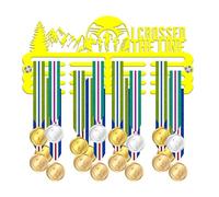 Blitz Craft Trail Running Medal Holder Display Rack - I Crossed The Line Mountain Scene Design - Heavy Duty 5mm Acrylic Medal Hanger for Wall - Ultra Marathon & Hiking Gifts - Yellow