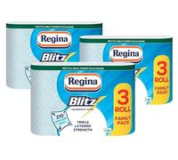 Blitz Triple Layered XXL Rolls, 3 x 3pk Regina 210 Super Sized Rolls. Household Towels Embossed Regina Branded Rolls. Office,Home, Workplace.