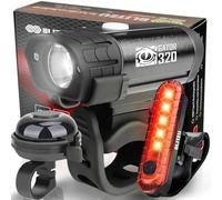 BLITZU Gator 320 Bike Lights, Bicycle Light Front and Back for Night Riding. USB-C Rechargeable Headlight Rear Taillight & Bell Set. Cycling Accessories Men Women Kids. Gift for Dad, Mom, Boys, Girls