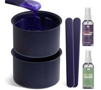 BLITZWAX 2Pcs Silicone Wax Pot Liners Hair Removal Replacement Waxing Bowls for Women and Men, Dark Blue Waxing Warmer Liners with Sticks, Compatible with 16 oz Wax Kit, Easy to Clean and Non-Stick