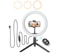 BlitzWolf BW SL3 10 inch LED Ring Light with Tripod Stand & Phone Holder Dimmable Desk Makeup Kit