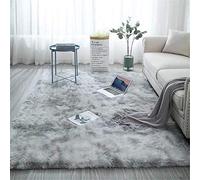 Blivener Soft Touch Area Rug Bedroom Anti-Skid Yoga Carpet Shaggy Rugs Fluffy Motley Tie-dye Carpets Light Grey 90 x 150 cm