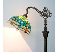 Blivuself Tiffany Floor Lamp Green Dragonfly Stained Glass Lamp Adjustable Gooseneck Standing Reading Light 63 inches Tall Standing Lamp for Living Room Bedroom and Office
