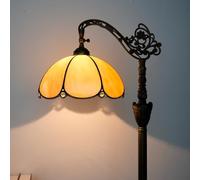 Blivuself Tiffany Floor Lamp with Angle Adjustable Stained Glass Lampshade Rustic Style Gooseneck Reading Floor Light Tiffany Style Standing Corner Light 63 inches for Home Living Room Bedroom