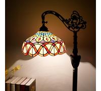 Blivuself Tiffany Floor Lamp Yellow Peacock Tail Stained Glass Floor Light Adjustable Angle Tall Standing Lamp 63 inches for Home Living Room Bedroom