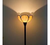 Blivuself Tiffany Floor Lamp Yellow Stained Glass Tochiere Lamp Vintage 61 inches Tall Pole Standing Lamp with Foot Switch Tiffany Style Corner Light for Home Office