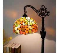 Blivuself Tiffany Floor Lamp Yellow Sunflower Stained Glass Gooseneck Reading Floor Lamp Adjustable Corner Standing Light with Foot Switch for Bedroom Living Room Office (Bulb Included)