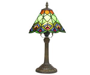 Blivuself Tiffany Small Stained Glass Table Lamp Green Peacock Tail Bedroom Bedside Desk Light For Office Dormitory Bar Decorate Retro Style Unique Cute Accent Decor Cottage 8 Village Nightstand Lamps