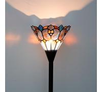 Blivuself Tiffany Stained Glass Torchiere Floor Lamp Tiffany Style Standing Corner Light 61 inches Antique Handcrafted Pole Floor Reading Uplight Lamp (Bulb Include)