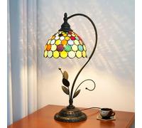 Blivuself Tiffany Table Lamp Multicolored Stained Glass Lamp Tiffany Style S Leaves Vintage Desk Light for Bedside Living Room Office Dormitory Dining Room