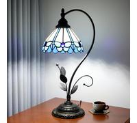 Blivuself Tiffany Table Lamp Stained Glass Lamp Tiffany Style S Leaves Vintage Desk Light for Bedside Living Room Office Dormitory Dining Room Blue Butterfly