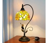 Blivuself Tiffany Table Lamp Sunflower Yellow Stained Glass Lamp Tiffany Style S Leaves Vintage Desk Light for Bedside Living Room Office Dormitory Dining Room