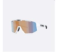 Bliz Active Fusion Matte White Sunglasses with Coral-Orange Mirror Blue Lenses