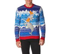 Blizzard Bay Men's Ugly Christmas Sweater Sea Creatures, Red/Blue, Medium