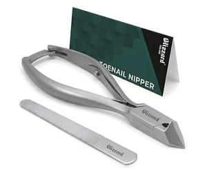 Blizzard Nail Clippers for Thick Nails - Podiatrist Nail Nippers for Seniors - Heavy Duty Toe Nail Clippers for Men - German Forged Podiatry & Chiropody Tool with Toenail File - 14cm Moon Head