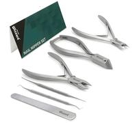 Blizzard Podiatry Tool Set - 5-Pcs Foot Care Kit for Thick & Ingrown Toenails - Nail Nippers, Ingrown Toenail Clippers, Cuticle Cutter & Nail File Set - Professional Stainless Steel Pedicure Tools