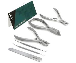 Blizzard Podiatry Tool Set - 5-Pcs Foot Care Kit for Thick & Ingrown Toenails - Nail Nippers, Ingrown Toenail Clippers, Cuticle Cutter & Nail File Set - Professional Stainless Steel Pedicure Tools