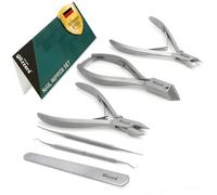 Blizzard Podiatry Tool Set - Nail Clippers for Thick Nails - 5-Pcs Podiatrist Nail Nippers for Seniors - Professional Toenail Clippers for Men - German Forged Chiropody Tools with Toenail File