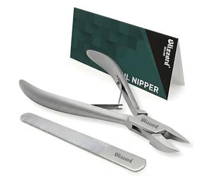 Blizzard Professional Ingrown Toenail Clippers - Ingrown Nail Nippers - Podiatry Grade Stainless Steel Toenail Clippers for Seniors & Mens Grooming - Includes Metal File - 13cm Concave Head