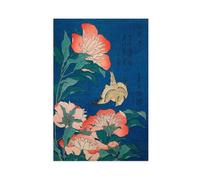 BLJKHTGG Katsushika Hokusai Peonies And Canary Canvas Poster Bedroom Decor Landscape Decor Gift 20x30inch(50x75cm)