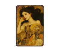 BLJKHTGG Klimt Style Woman Portrait Tin Sign Vintage Metal Pub Club Cafe Bar Home Wall Art Decoration Poster Retro 8x12inch(20x30cm)