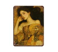 BLJKHTGG Klimt Style Woman Portrait Tin Sign Vintage Metal Pub Club Cafe Bar Home Wall Art Decoration Poster Retro 12x16inch(30x40cm)