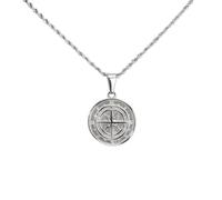 BLK Smith Company Silver/18k Gold plated North star Compass pendant with 2mm rope chian. (50cm, Silver)