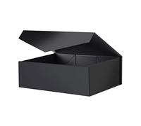BLK&WH Gift Box 13.5x9x4.1 Inches, Large Gift Box with Lid, Black Gift Box, Groomsman Box, Collapsible Gift Box with Magnetic Lid (Matte Black)