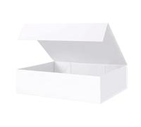 BLK&WH Large Gift Box 13.5x10x3.5 Inches, White Gift Box with Magnetic Closure Lid, Sturdy Shirt Box, Rectangle Collapsible Box for Gift Packaging (Matte White)