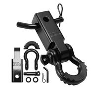 BLKCVDH Shackle Receiver 2Inch 45000 LBs Breaking Strength 3/4" D Ring W/Trailer Hitch Pin Towing Kit Compatible for Trucks Jeeps(Black)