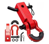 BLKCVDH Shackle Receiver 2Inch 45000 LBs Breaking Strength 3/4" D Ring W/Trailer Hitch Pin Towing Kit Compatible for Trucks Jeeps(Red)
