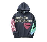 BLLDFZ I See Ghosts Hoodie Hip Hop Hooded, Dark Gray, S-M