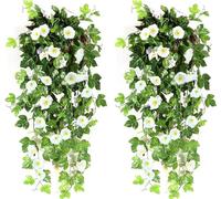 BLLMTEAR 1/2Pcs Artificial Plant Flowers Fake Falling Plant Climbing Plants Hanging Artificial Ivy Outdoor Indoor Falling Plants for Balcony Garden (Color : Blanc, Size : 2pc:Blanc)