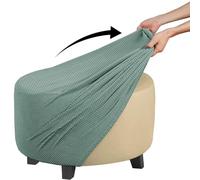 BLLMTEAR Round Ottoman Cover Stretch Footstool Furniture Protector Washable Footrest Slipcover Removable Folding Storage Covers with Nonslip Elastic Bottom (Color : 7, Size : 20-23in/50-58cm)