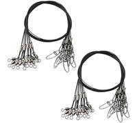BLLNDX 20PCS Stainless Steel Leading Steel Line Rally Fishing Gear Nylon Coated 19 inch Ultra 100lb High Strength Cable with Swivel Snap for Shark Barracuda Fishing