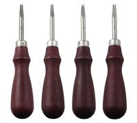 BLLNDX 4PCS Leather Edge Bevelers French Style Wide Mouth Edge Bevelers Multi Functional Edge Trimming and Skiving Tools with Wooden Handles DIY Tool Set with Four Sizes of 0.8/1.0/1.2/1.5mm