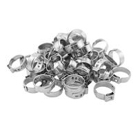BLLNDX 50PCS Stainless Steel Ear Clamp 17.5mm Single Ear Clamp Round Type Clamp for Tubing Oil Pipe Fastening Clamps for PEX Tubing Pipe Fitting Connections for Air Conditioning Systems Water Heaters