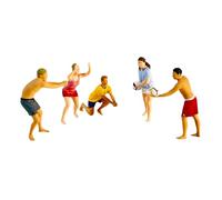 blloocod 1:64 Scale Beach Volleyball Miniature Figures - 5 Painted Resin People Figurines for Diorama & Layout Props