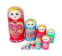blloocod 10Pcs Wooden Russian Nesting Dolls Set, Hand-Painted Matryoshka Stacking Dolls for Adults and Kids, Traditional Folk Art Decor