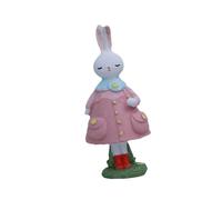 blloocod Easter Bunny Figurine Ornament - Easter Decoration Animal Sculpture for Bookcase Living Room- Pink