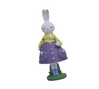 blloocod Easter Bunny Figurine Ornament - Easter Decoration Animal Sculpture for Bookcase Living Room- Purple
