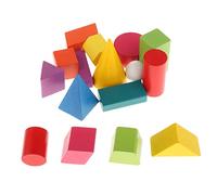 blloocod Wooden 3D Shapes Geometry Set (16-Piece) - Assorted Color Geometric Solids for Kids Learning