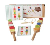 blloocod Wooden Beads Mastery Kit - 10 Fruit Blocks & Lacing Toy for Fine Motor Skills